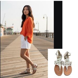 Vince Camuto Sandals Arlanian Metallic stud details Andorra flats Leather sz 7.5